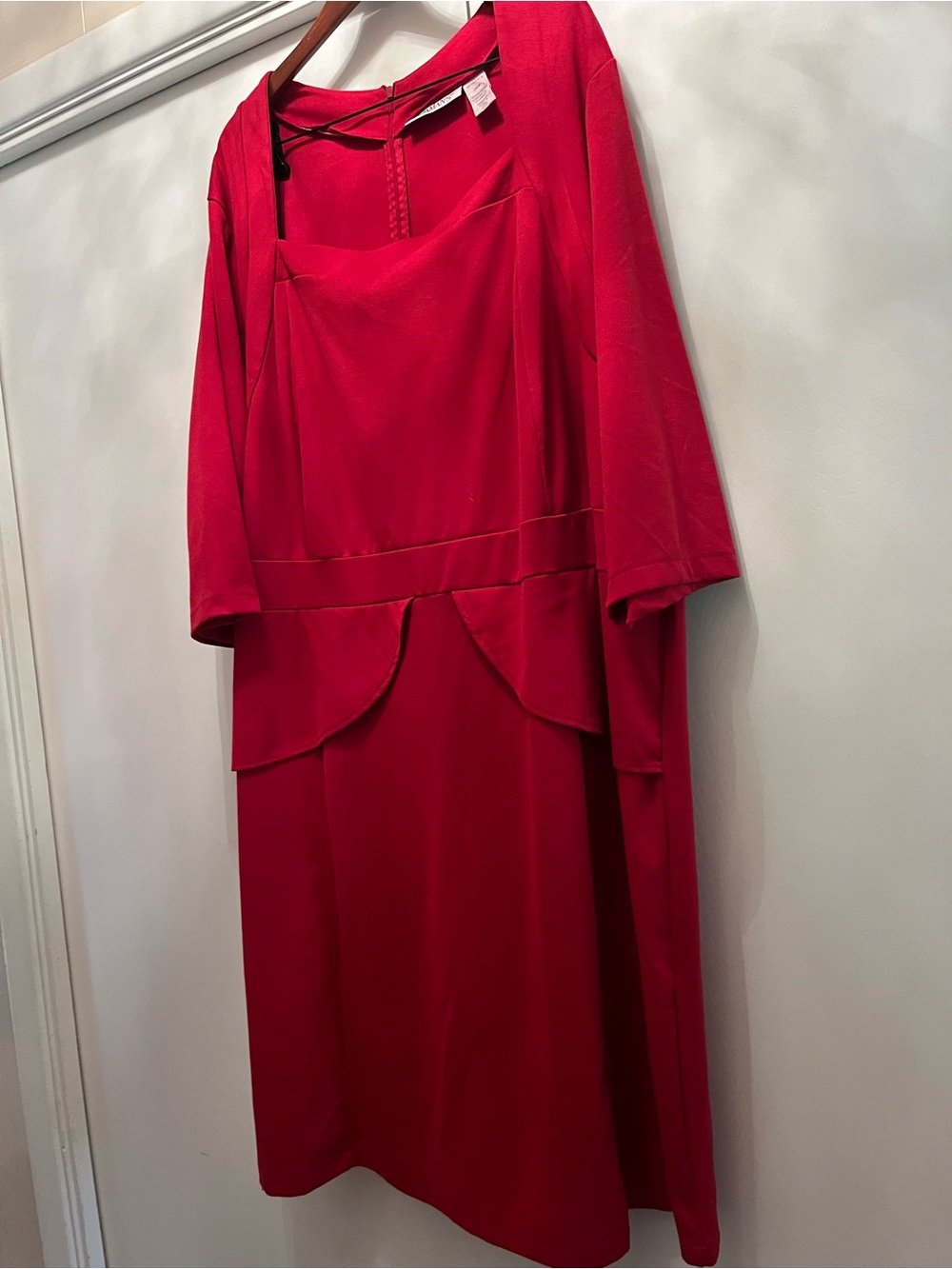 Roaman's Vibrant Red Midi Dress with Coordinating Jacket